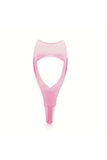 1PC-Pink 3 in 1 Mascara Applicator Template with Eyelash Curler Guard and Case, Eyeliner Holder, Eye
