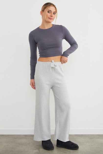 Basic Corded Elastic Waist Trousers