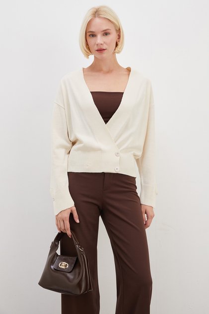 Double-Breasted Collar Casual Knitwear Cardigan
