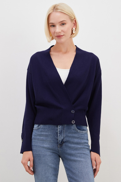 Double-Breasted Collar Casual Knitwear Cardigan