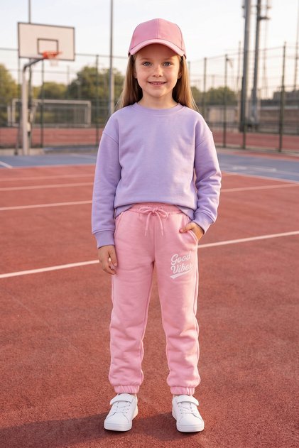 3 Thread Good Vibes Text Printed Girls' Sweatpants