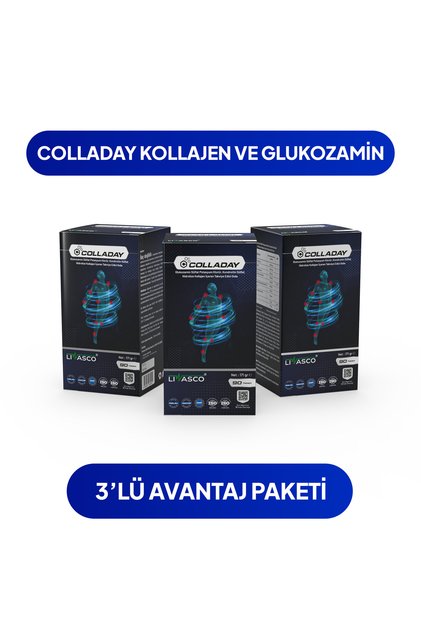 Collagen - Kolajen ( Tip 1 - Tip 2) ve Glukozamin İçeren Takviye Edici Gıda 3'lü Paket
