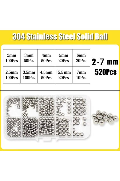 520pcs 304 Stainless Steel Ball High Precision Bearing Ball Small Smooth Solid Bead Ball Round Bead