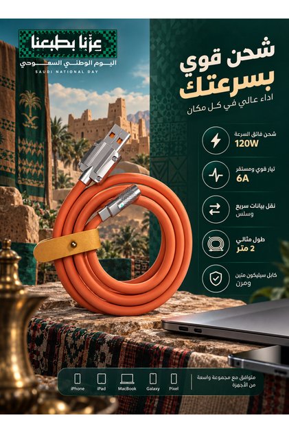 120W 6A USB-C Fast Charging Silicone Cable, Heavy-Duty Hose Design, USB-A to USB-C, 480Mbps Data Transfer, Compatible with Android Smartphones & Tablets
