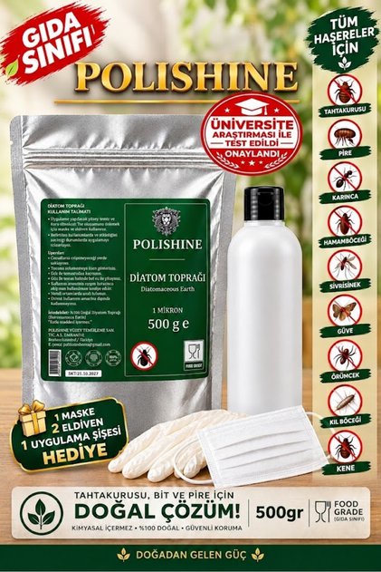 Diatom Toprağı Saf 500GR / Tahtakurusu, Bit ve Parazit Tozu Yürüyen Haşereler İçin/ Kalsine Edilmemiş 1 Mikron