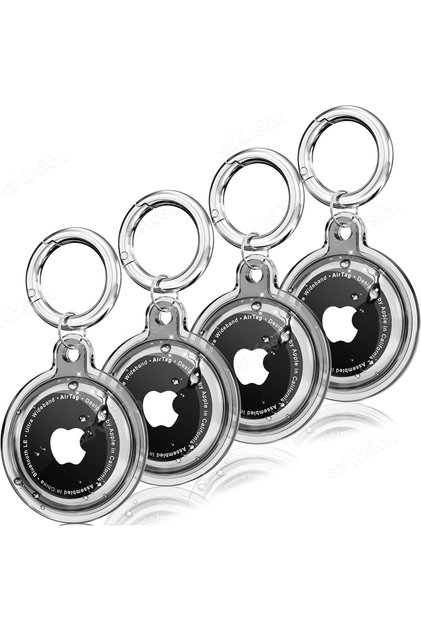 4PCS Black 4 Pack for Airtag Holder Waterproof Silicone Protective Case with Keychain Protection Cov
