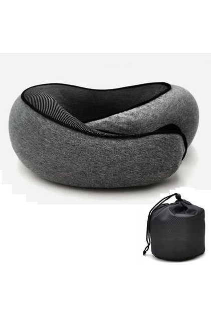 Dark Gray Portable Adjustable Travel Neck Pillow Memory Foam U-shaped Pillow Snail Style Travel Neck