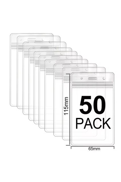 حامل بطاقات تعريف شفاف من A-Clear، 50 قطعة (50/40/10/1 قطعة)، مقاوم للماء، سميك، عمودي، لبطاقات العمل