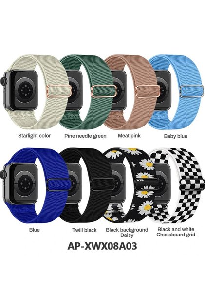 38 40 41mm AP-XWX08A03 8 Packs Band Compatible with Watch 38 40 41 42 44 45 49mm,Adjustable Nylon S