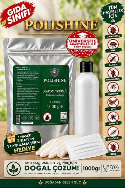 Doğal Diatom Saf 1KG / Tahtakurusu, Bit ve Parazit Tozu Yürüyen Haşereler İçin/ Kalsine Edilmemiş 1 Mikron