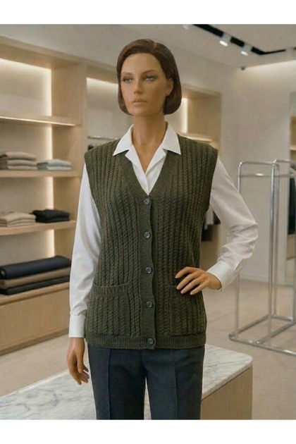 Hair Knitted Knitwear Mother's Vest Winter Daily Vest Dowry Vest
