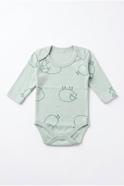 Snap-Fastener Patterned Bodysuit 100% Cotton 1-3-6-9 Months