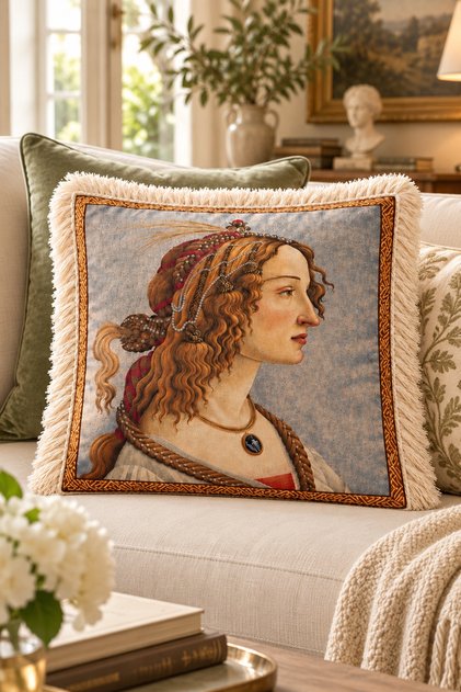 Aesthetic Women's Painting Tassel Throw Pillow Cover Fine Art Romantic Throw Pillow Cover