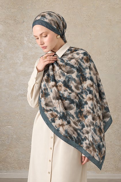 Aqua Poppy Pattern KraÅŸ Shawl
