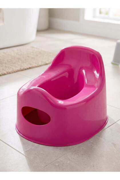 Plastic Baby Potty Training Toilet Seat with Backrest and Non-Slip Base for Toddlers - Pink