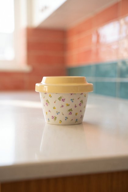 Silk Petal Porcelain Jar with Lid Yellow - 160 ml