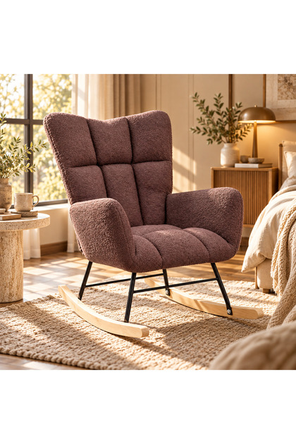 This Nordic-style single rocking chair features a soft-touch finish, making it an ideal choice for relaxation. It serves as a perfect decorative addition to a living room, bedroom, or balcony.