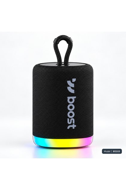 Portable Bluetooth Speaker, 8W Wireless Speaker with Deep Bass, Bluetooth 5.3, RGB LED Lights, IPX5 Water Resistant, 1500mAh Rechargeable Battery, 6 Hours Playtime, TF Card & FM Radio, Black