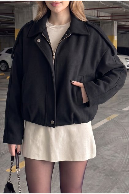 Women's Oversize Cashmere Bomber Jacket - New Season Trend Jacket