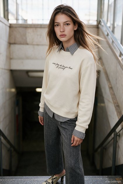 27Kswt02914 Shirt Collar Women's Sweatshirt