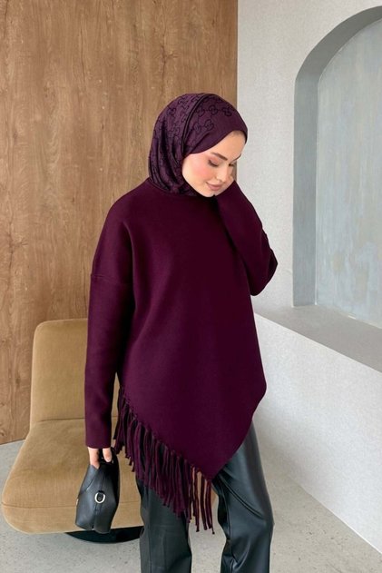 Tassel Detail Sweater Plum