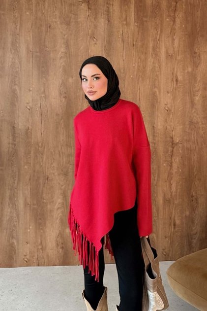 Tassel Detail Sweater Red