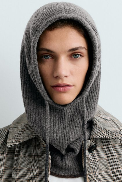 Contrast rib knit balaclava