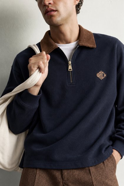 Men's Velvet Collar Zippered Oversize Sweatshirt