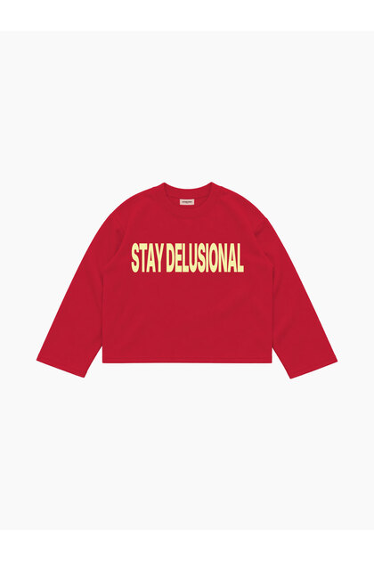 Stay Delusional Uzun Kollu T-Shirt
