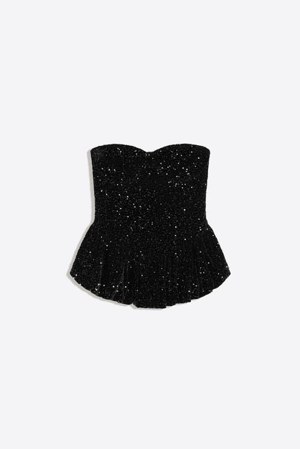 Sequin peplum corset top