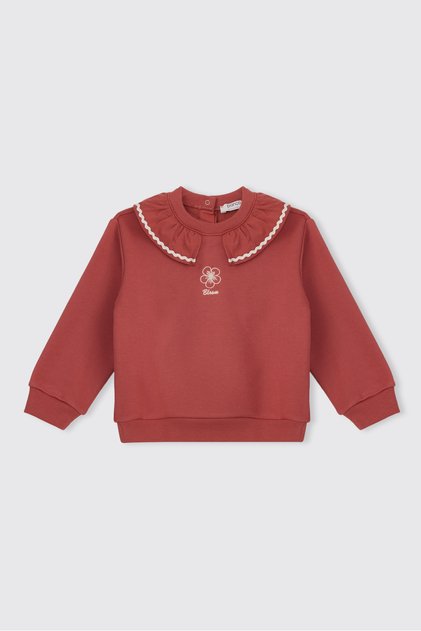 Baby Girl Collared Rose Sweatshirt