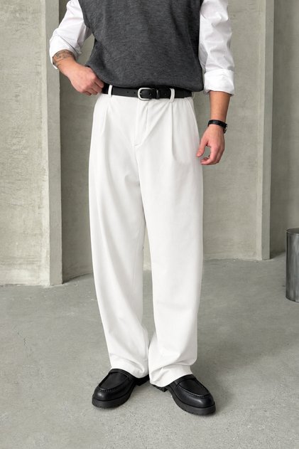 Men's Pleated Extra Baggy Fit Fabric Pants