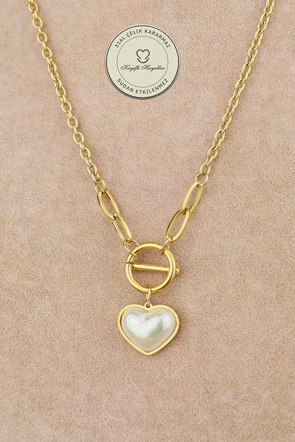Steel Necklace - White Ring 316L Steel Chain Necklace Non-Tarnish Non-Fade 44+5cm