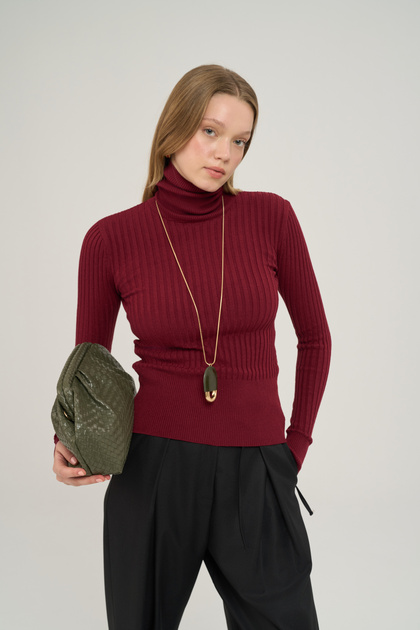 Hüma Turtleneck Burgundy Knitwear Sweater