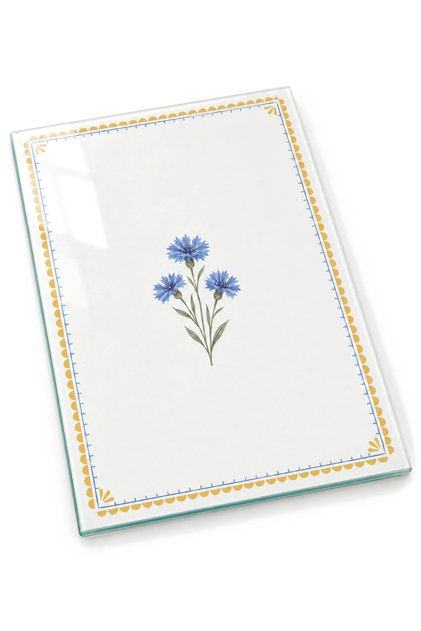 Kitchen Patterned Tempered Glass Cutting Board 25X35 cm Floral and Textured Presentation Board