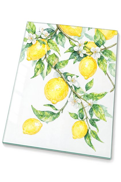 Mediterranean Botanical Patterned Tempered Glass Cutting Board 25X35 cm Presentation Board