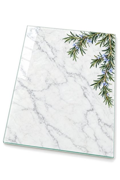 Mediterranean Botanical Patterned Tempered Glass Cutting Board 25X35 cm Presentation Board