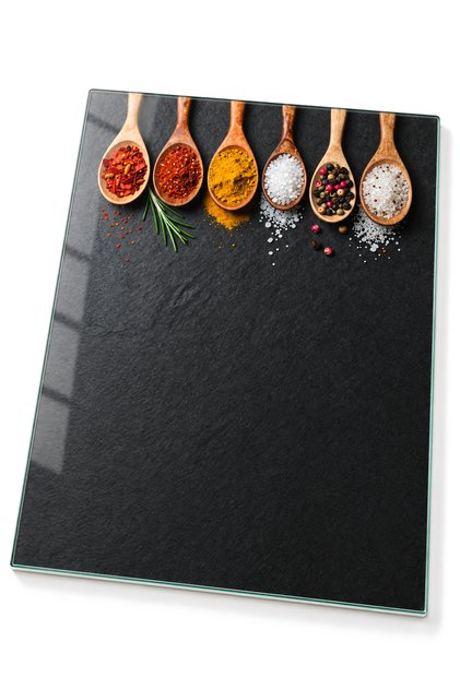 Kitchen Patterned Tempered Glass Cutting Board 25X35 cm Floral and Textured Presentation Board