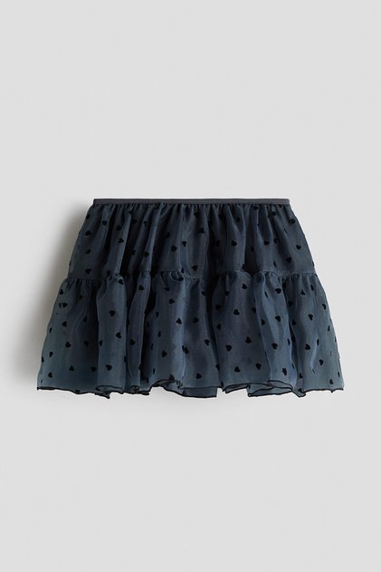 Flok Baskılı Organza Etek
