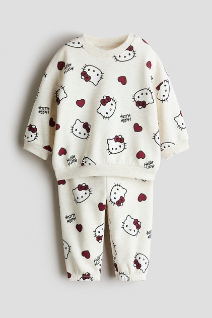 2 Parçalı Baskılı Sweatshirt Set