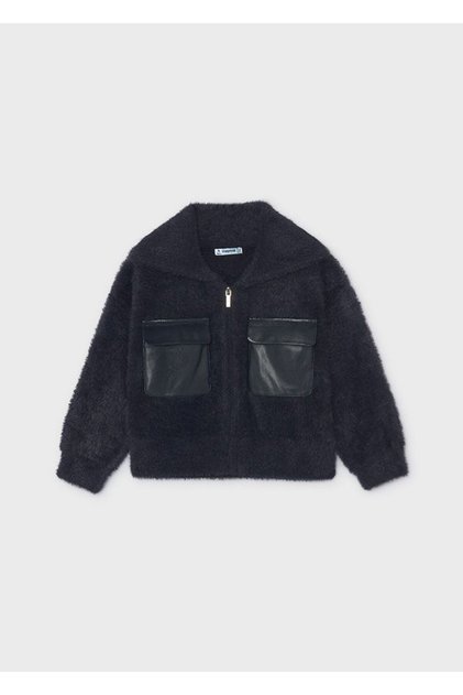 Girl's Pocket Plush Jacket Navy Blue 4330