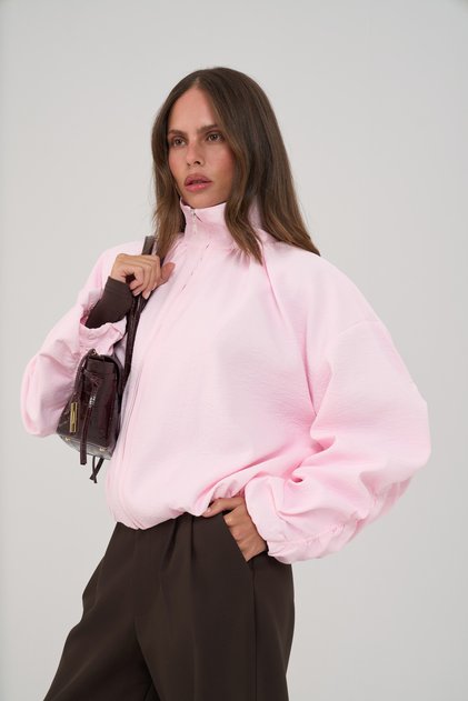 Positano Drawstring Detail Pink Bomber Jacket