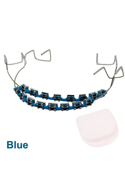 Blue New Colorful Temporary Tooth Decoration with Box Metal Wires Orthodontic Ligature Ties & Fake B