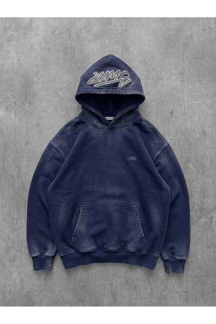 Black Oversize Hooded Sweatshirt Cotton Printed Unisex