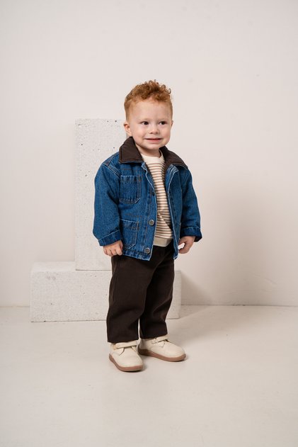 Baby Boy & Child Original Denim Jeans Jacket Striped Sweat Pants 3-Piece Set