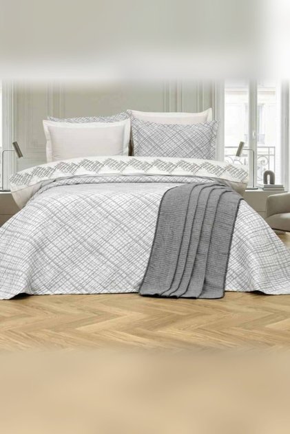 (nev) bedspread duvet cover set cage grey