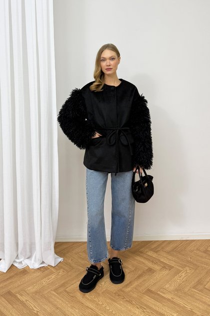 Fur-Cuffed Coat 6-1606