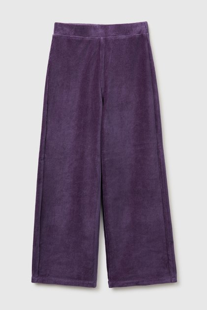 Girl's Purple Back Logo Embroidered Straight Palazzo Pants