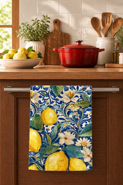 Limon Bahçesi Dish Drying Towel 35X50 cm Cotton Patterned Kitchen Cloth