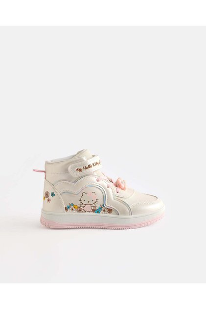 Girls Cream Hello Kitty High-Top Sneakers